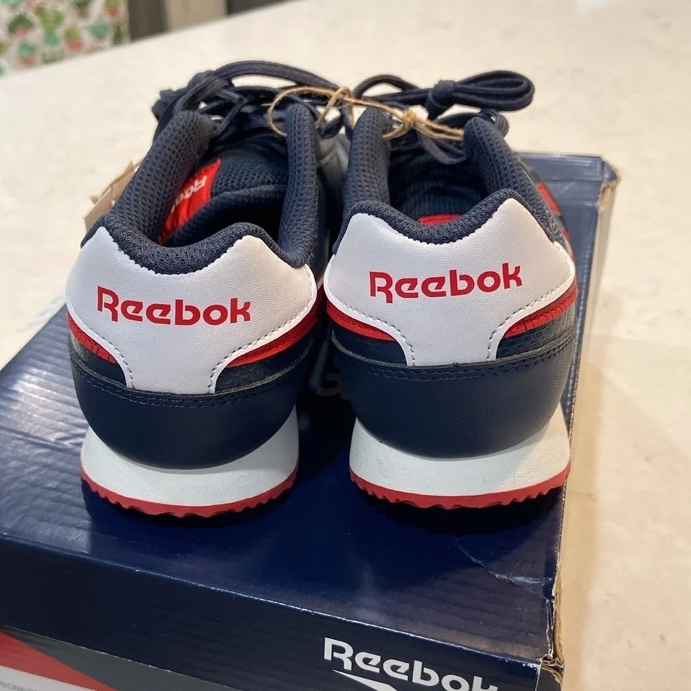 Kids NIB Reebok Royal CL Jog Blue and Red Athletic Sneakers Size 2